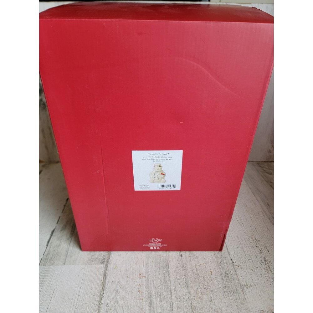 Lenox happy holly days snowman NEW cookie jar‎ collectible Xmas
